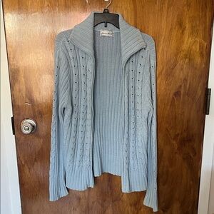 Elegant Blue Cable Knit Cardigan